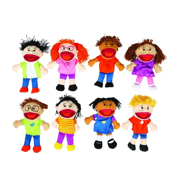 Set de marionetas de mano Fun Express, 8 piezas, Happy Kids, multiétnico