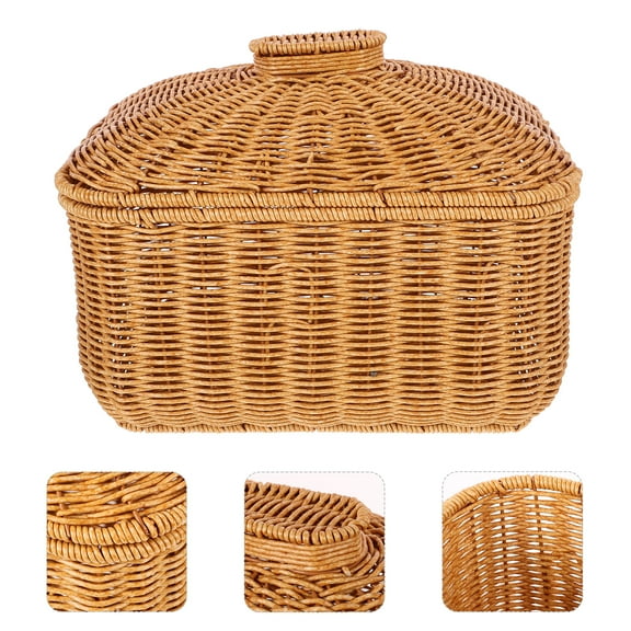 COOPHYA Rattan Storage Basket Chocolate For Home Decor 1Pcs 12X9X9In