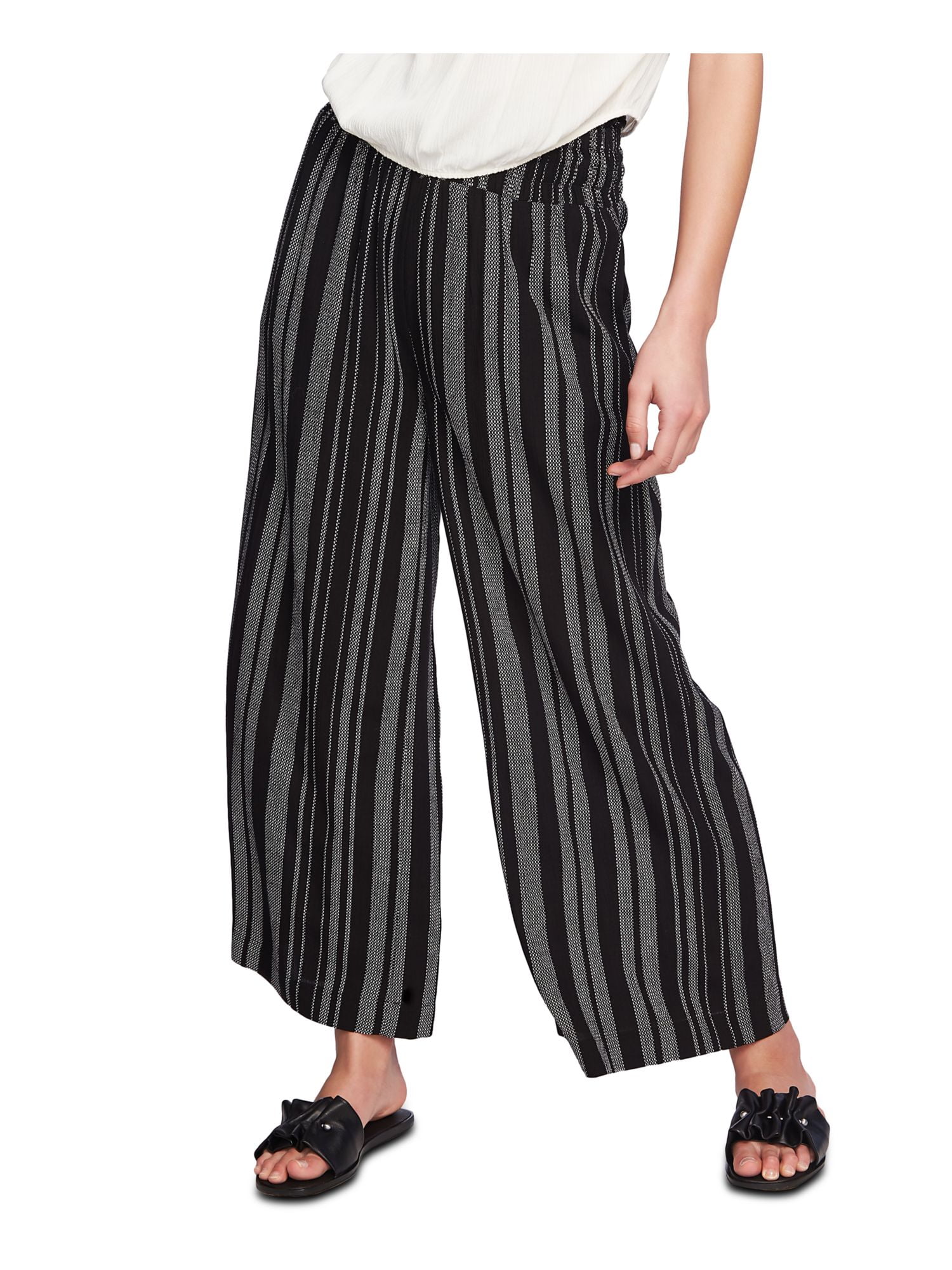 black striped wide leg pants