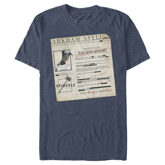 Men's Batman Harley Quinn Arkham Asylum Form Graphic Tee Navy Blue Heather 4X Big Tall