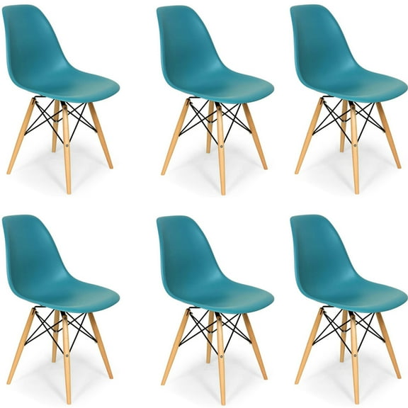 Eiffel Dining Chair with Wood Base - Teal