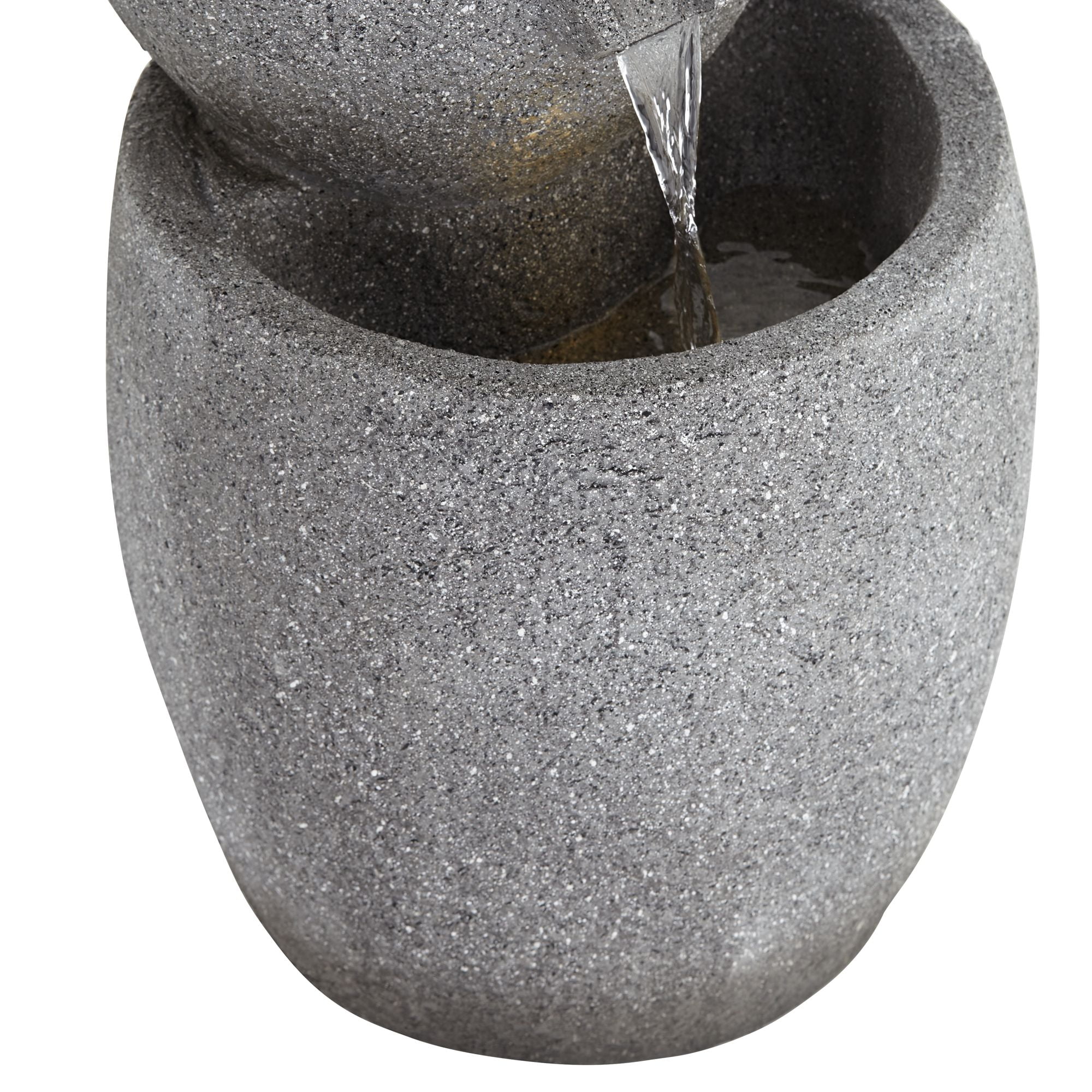 Four Bowls 32" High Large Zen Modern Indoor Outdoor Decor Gray Faux Stone Floor Fountain Light LED Cascading