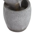thumbnail image 6 of Four Bowls 32" High Large Zen Modern Indoor Outdoor Decor Gray Faux Stone Floor Fountain Light LED Cascading, 6 of 13