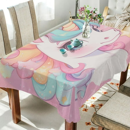 

WOBOGO Cute Baby Pony Square Tablecloth 60×90in Polyester Fabric Tablecloth Washable Dust Resistant Wrinkle Resistant