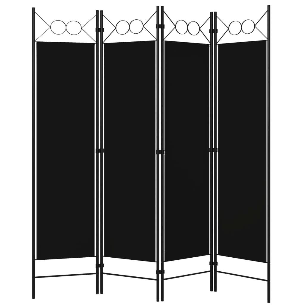 vidaXL 4-Panel Black Freestanding Folding Room Divider 63"x70.9"