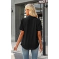 thumbnail image 3 of WIHOLL Womens Summer Tops Puff Sleeve Shirts Mock Neck Pleated Business Work Blouses Casual Summer Workout Outfits, 3 of 11