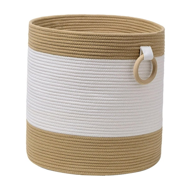Cesta de almacenamiento de cuerda de algodón, cesto para ropa, cesto de almacenamiento de cuerda tejida para juegos, cesto para guardería de bebés marrón y