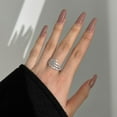thumbnail image 3 of Sparkly Gold Wedding Bands for Women 5A CZ Split Shank Eternity Ring 925 Sterling Silver Pave Cocktail Statement Ring for Her Wife Size 6-9, 3 of 6