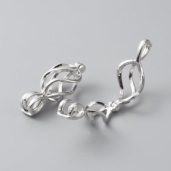 2 pc Hollow Brass Locket Pendants Cage Pendants Platinum 25x11x9.5mm Hole: 3x5mm Inner Diameter: 6x11.5mm