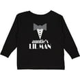 thumbnail image 3 of Inktastic Auntie Lil Man Tuxedo Front Boys Long Sleeve Toddler T-Shirt, 3 of 5