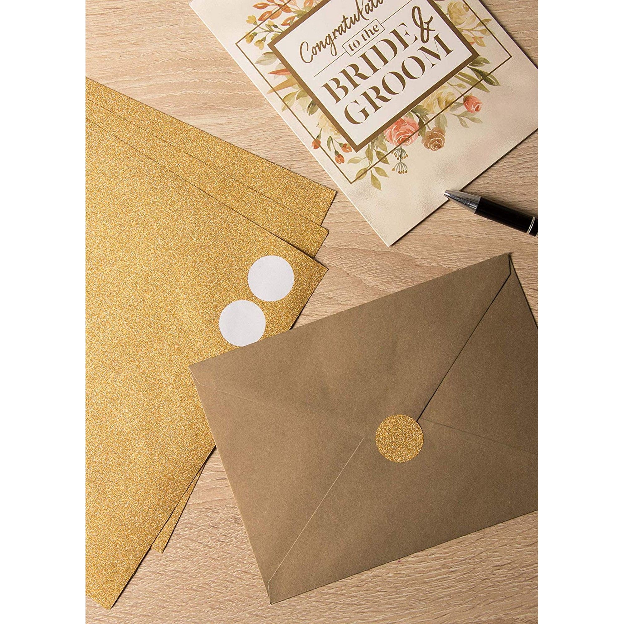 Invitation Seals 240Count 1 Inch Gold Glitter Dot Stickers for