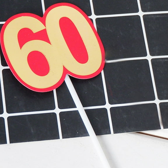 60th Birthday Cake Toppers Assorted Color Paper Party Decorations for Cake Cupcakes and Desserts 20pcs