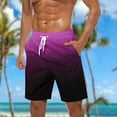 thumbnail image 2 of Wyobmus Mens Swim Trunks Quick Dry Elastic Waist Board Shorts With Drawstring Casual Printed Breathable Surf Beach Shorts B-Purple, 2 of 5