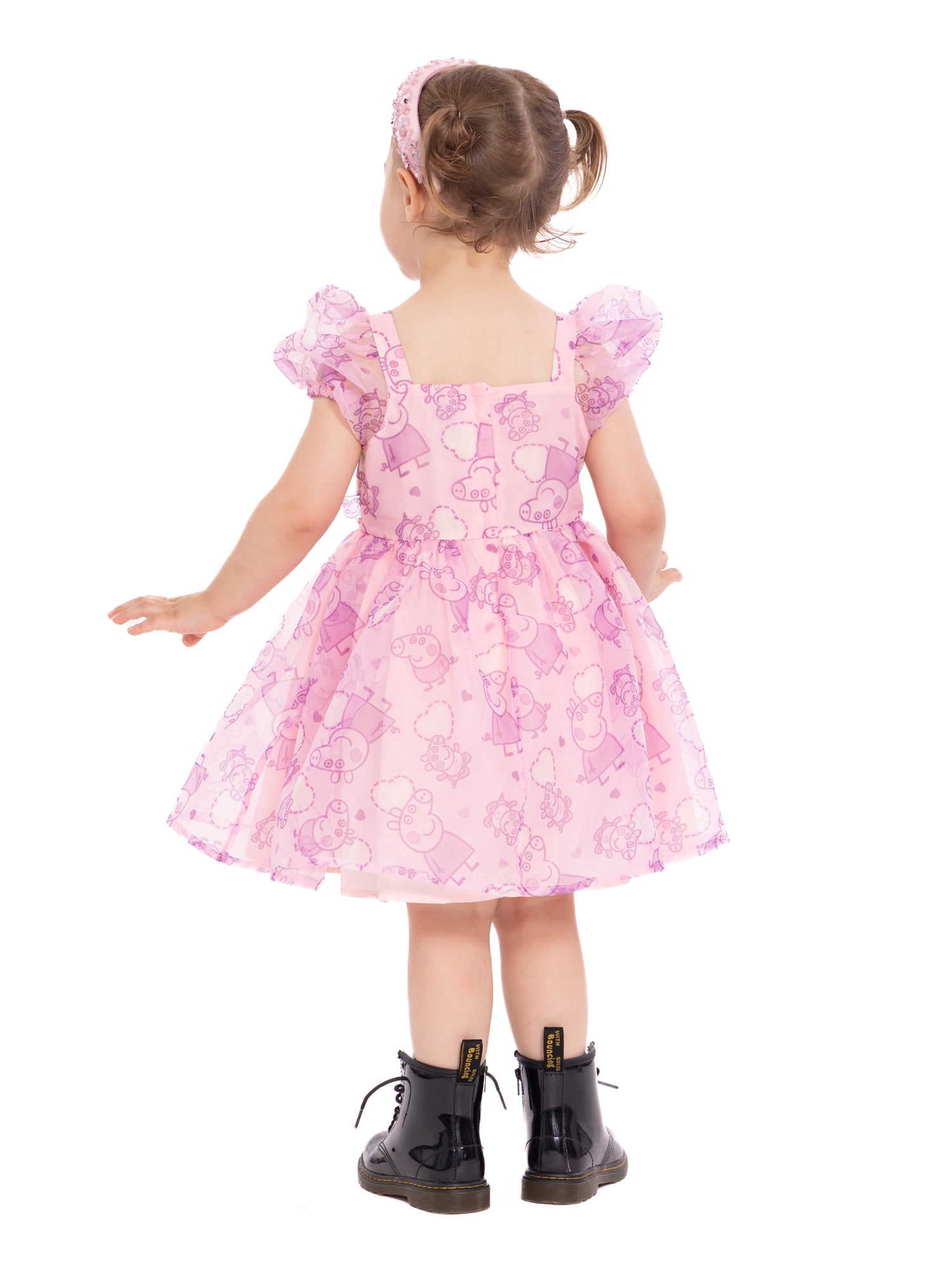 Peppa Pig Toddler Girls' Print Dress with Puff Sleeves, Sizes 12M-5T