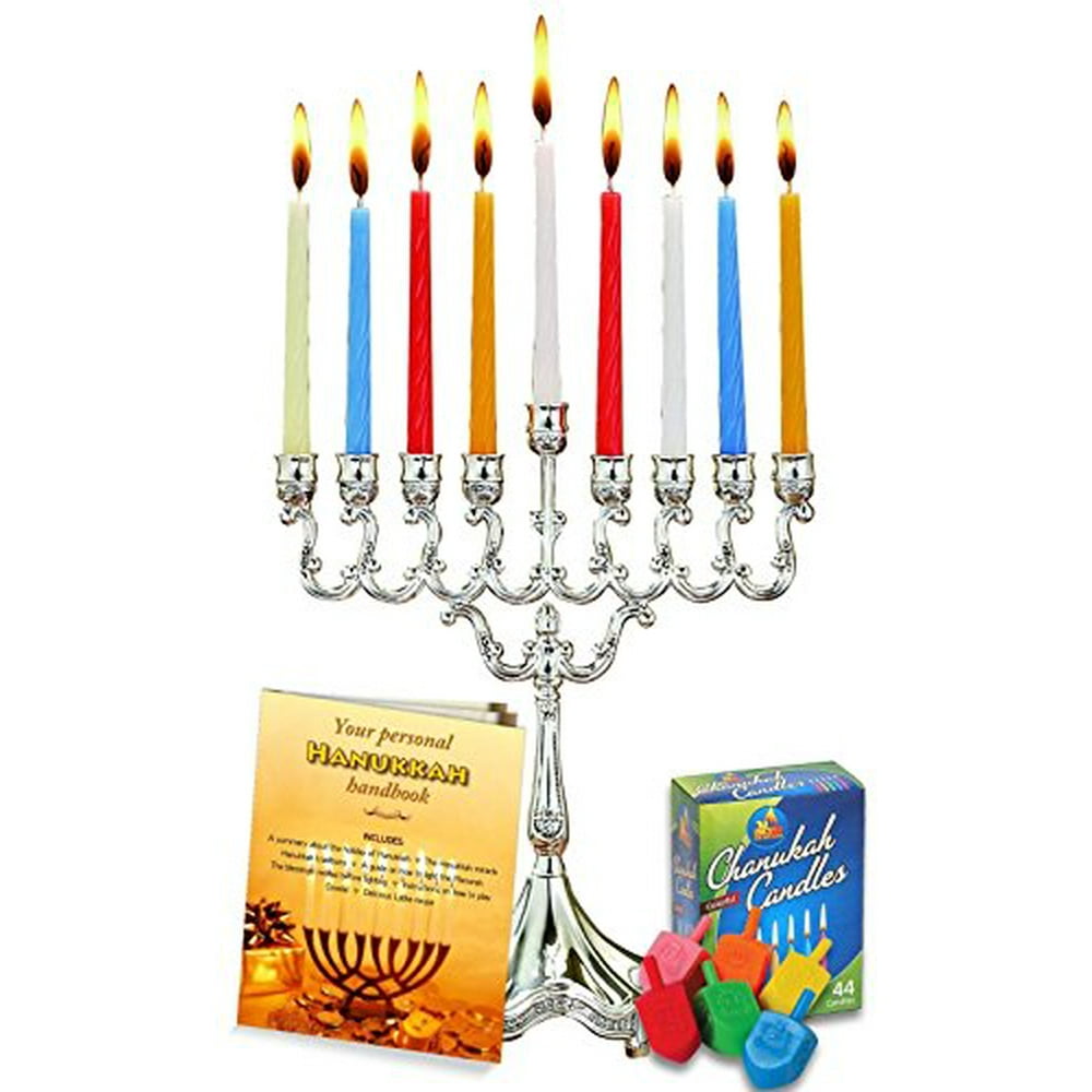 Complete Hanukkah Menorah Set Menorah Candles Dreidels Hanukkah