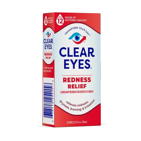 (3 pack) Clear Eyes Red Eye Relief Lubricant Drops, 0.5 fl oz