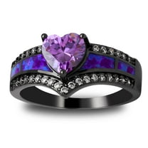 Black Engagement Ring for Women Mystic Topaz CZ Heart Promise Ring  Gift for Her Ginger Lyne