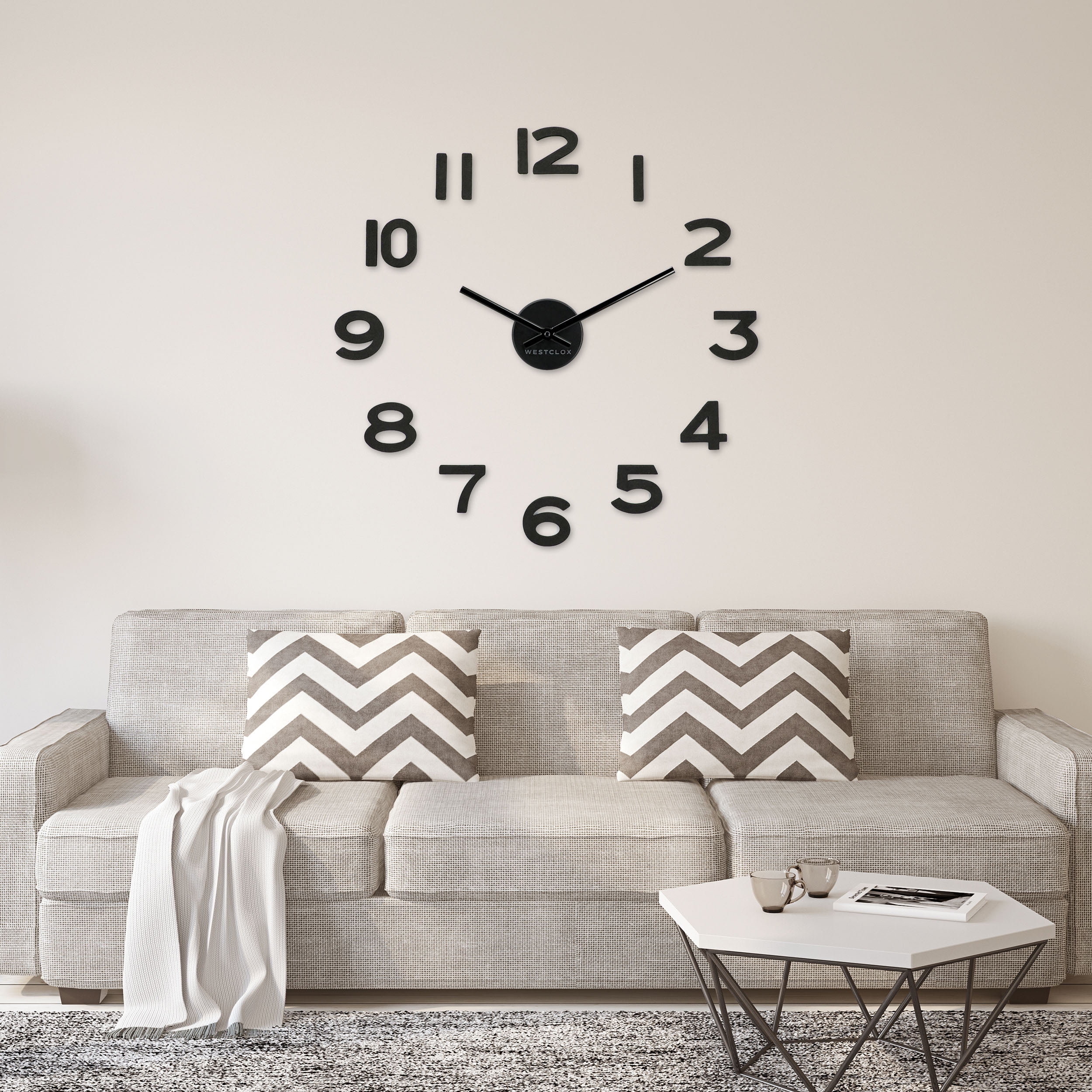 掛け時計（MOBILE NUMBERS WALL CLOCK） Amazon.com: Mintime Modern Frameless DIY Wall Clock Large 3D