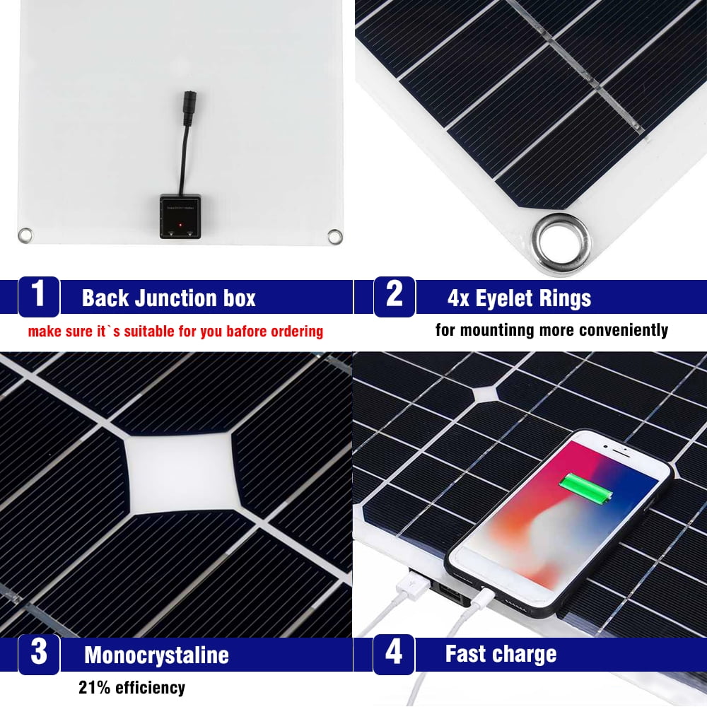 DFITO 200 Watts Portable Solar Panel Kit, 100A 12V Battery Charger with Controller for Outdoor Camping RV Boat