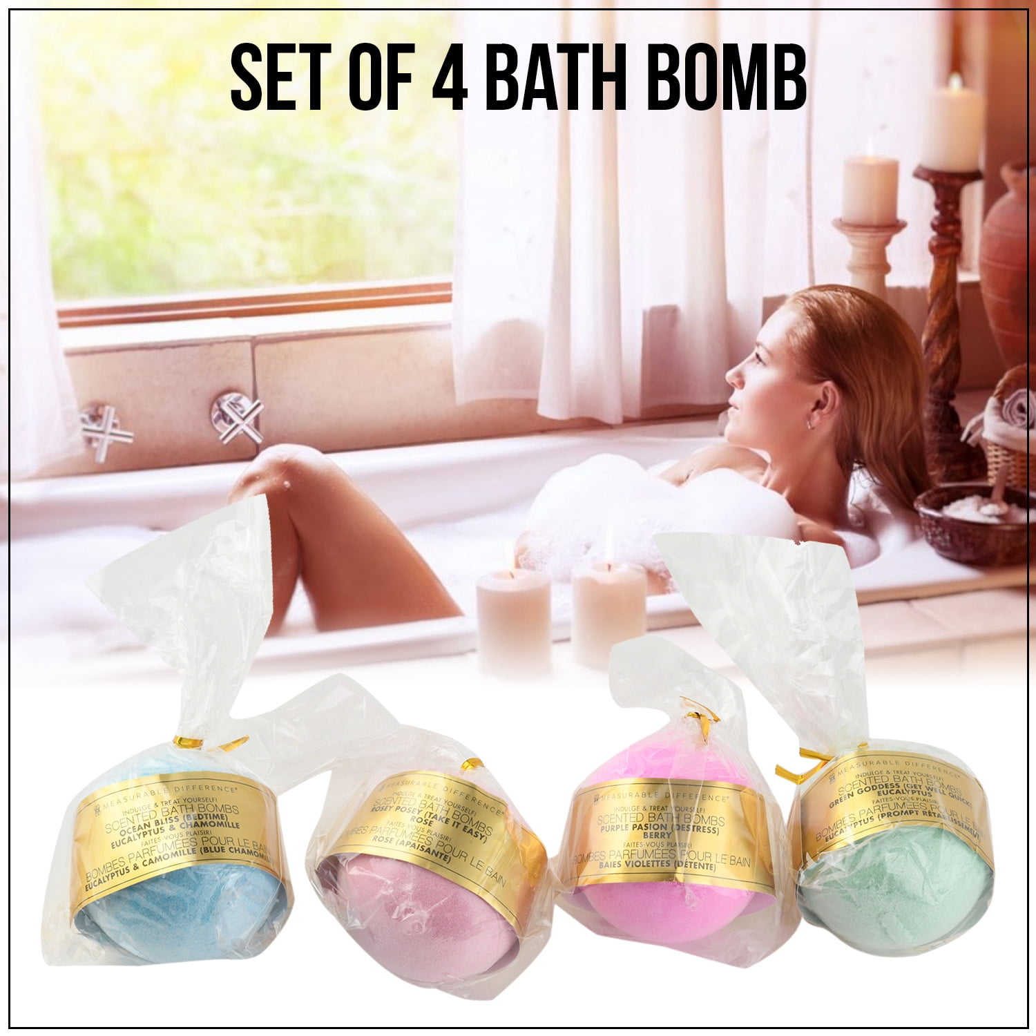 Shop Lc Set Of 4 Scented Bath Bomb Eucalyptus Rose Ocean Berry Fragrance Bath Accessory Walmart Com