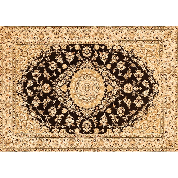 Ahgly Company Indoor Rectangle Medallion Orange Traditional Area Rugs, 2' x 5'