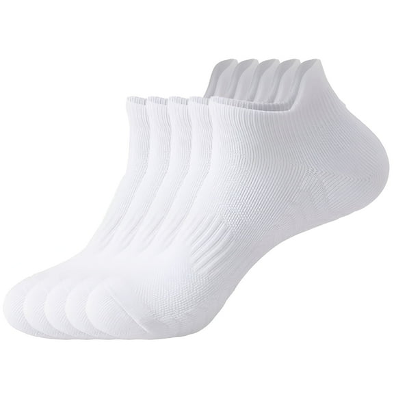 TELOLY 5Pairs Mens Socks9-13Mens Ankle Socks Size 9-11 Men's Socks ,White