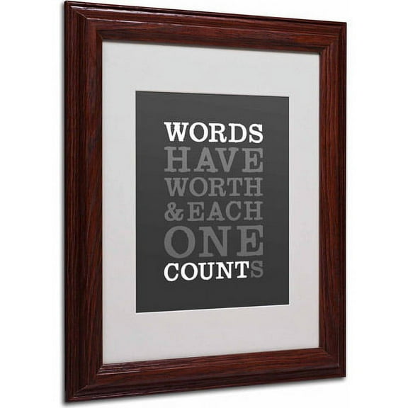 Trademark Fine Art "Words Worth" Canvas Art by Megan Romo, Wood Frame