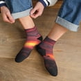 thumbnail image 3 of Rateoe Sunset Western Desert Cowboy Pattern Quarter Crew Socks,Toe Seamed Ankle Socks,Cotton Cushioned Breathable Athletic Crew Sports Socks, 3 of 7