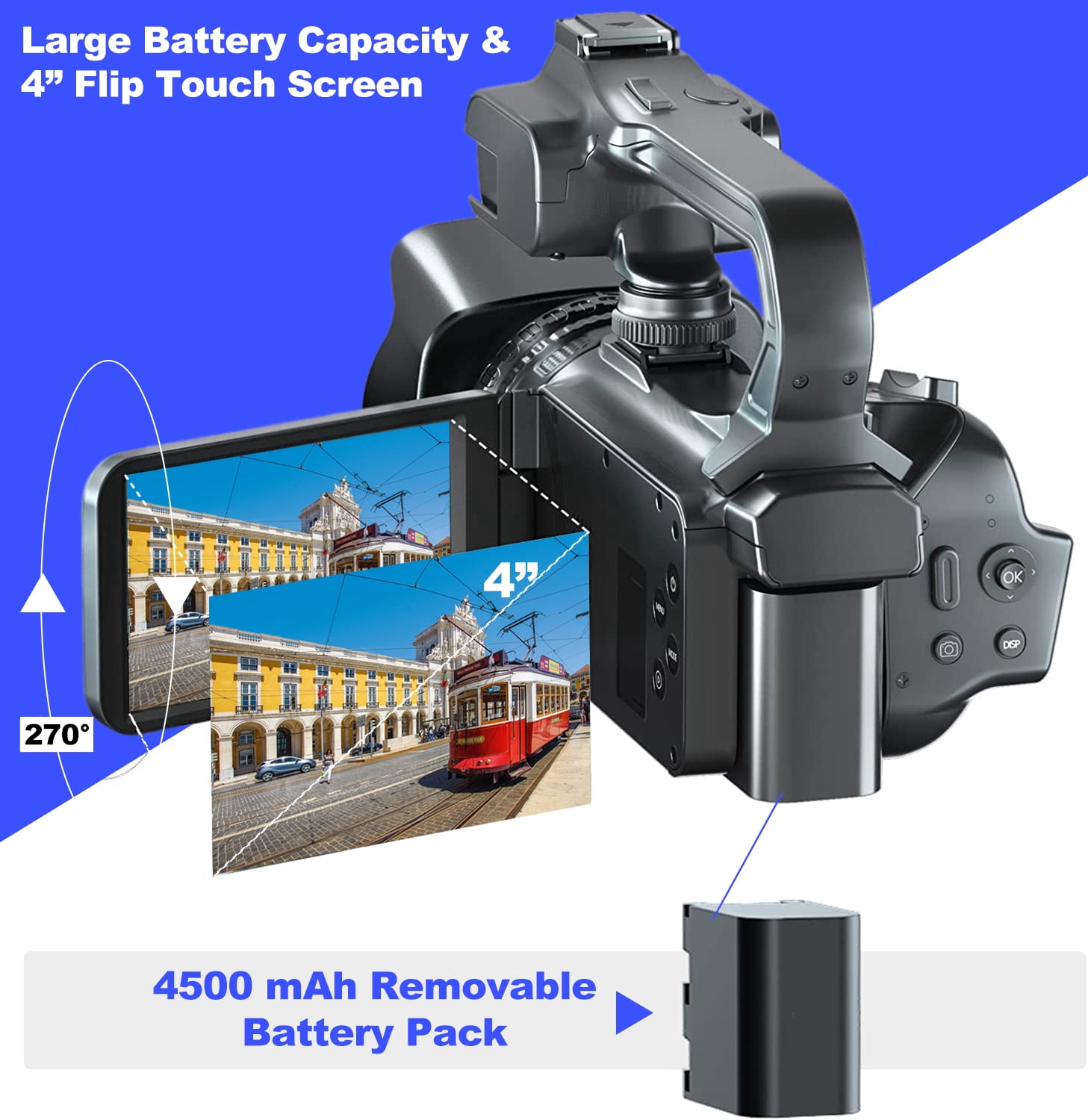 Acuvar 4K 6K 64MP HD Video Camera Camcorder 6K Auto Focus Vlogging Camera for YouTube 60FPS 18X Zoom Digital Video Camera with WIFI, Webcam, Mic Stabilizer 64GB Card Card Reader Remote Control Batter