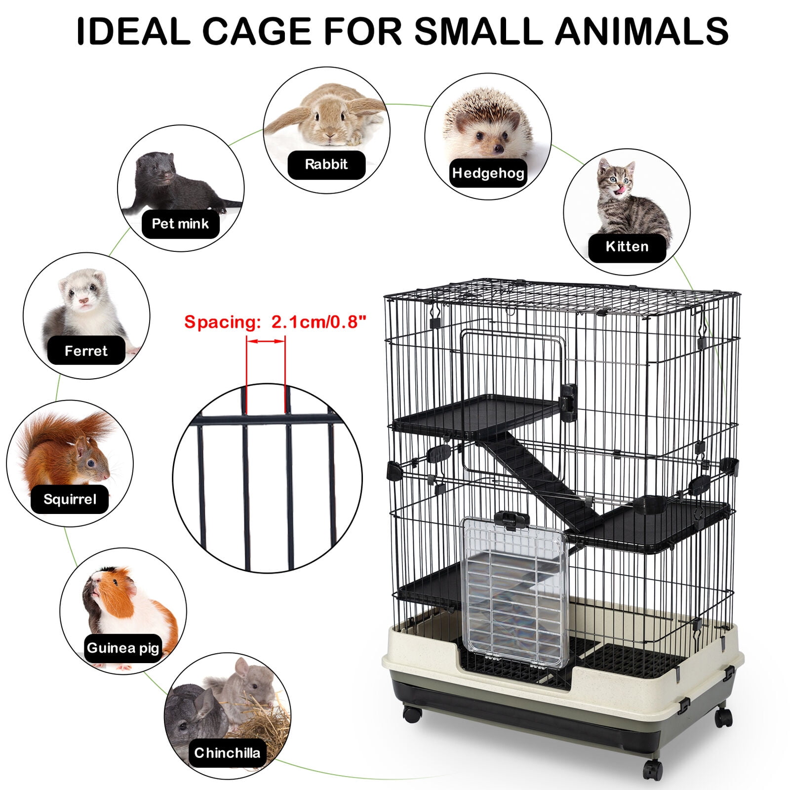 TOPCHANCES Large Ferret Cage Chinchilla Rabbit Hamster Guinea Pig House Small Pets Home