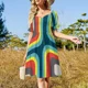thumbnail image 2 of Vestido de verano sin mangas para mujer traje con estampado cuadrado color azul, 2 of 6