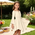 thumbnail image 2 of SUYIDA Girls Casual Island Style Off Shoulder Dress, Ruffle Tie Straps Beachwear, Playful Summer Outfit for Ages 4-10, 2 of 6