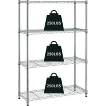 Garage Shelving, 54"x36"x14" Metal Shelves 4 Tier Wire Shelving Unit Adjustable Heavy Duty Sturdy Steel Shelving Rack Shelf for Pantry Garage Kitchen (Chrome)
