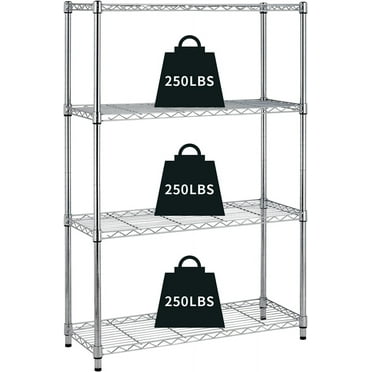 Garage Shelving, 54"x36"x14" Metal Shelves 4 Tier Wire Shelving Unit Adjustable Heavy Duty Sturdy Steel Shelving Rack Shelf for Pantry Garage Kitchen (Chrome)