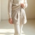 thumbnail image 3 of Trikvn Girls Dressy Wool Blend Shorts High Elastic Waist Pleated Front Fall Winter Warm Uniform Shorts with Pockets, 3 of 9