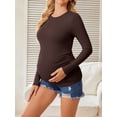 thumbnail image 2 of Weardear 3 Pack Maternity Shirts Womens Long Sleeve Side Ruched Tunic Tops High Elasticity Pregnancy Clothes Crew Neck Basic T Shirt, 2 of 6