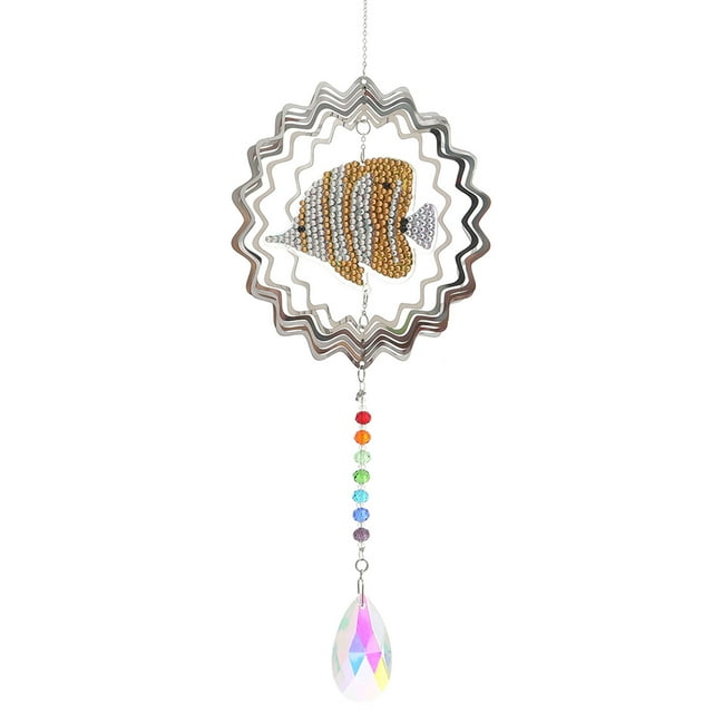 Yeacher DIY Wind Chime Animal Pattern Drill Diamond Embroidery Kit DIY Home Hanging Decoration