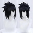 thumbnail image 1 of Sasuke Uchiha Cosplay Wig Men Short Black Cosplay Anime Cosplay Wig Heat Resistant Synthetic Hair Wigs + Free Wig Cap, 1 of 4