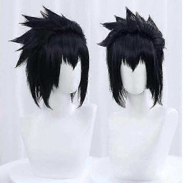 Sasuke Uchiha Cosplay Wig Men Short Black Cosplay Anime Cosplay Wig Heat Resistant Synthetic Hair Wigs + Free Wig Cap