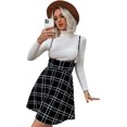 thumbnail image 1 of Vestido básico de cintura alta con tirantes acampanados para mujer, sin playera Tartán negro M Tartán negro M Xishao ropa, 1 of 2