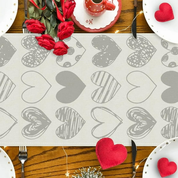Bandera de mesa colorida para San Valentín, decoración de mesa para restaurante, sala de estar, aniversario de bodas, 4 tamaños disponibles, banderas de lino para mesas.