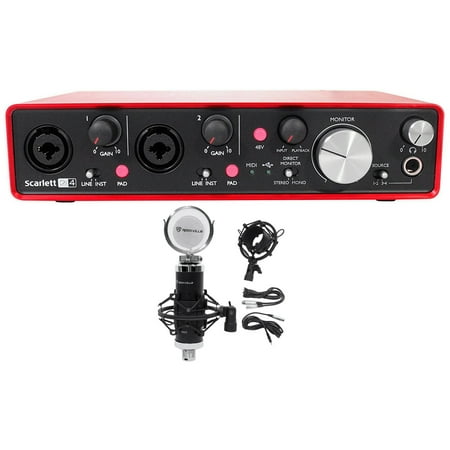 Focusrite SCARLETT 2I4 2nd Ge 192kHz USB Audio Recording Interface+Condenser