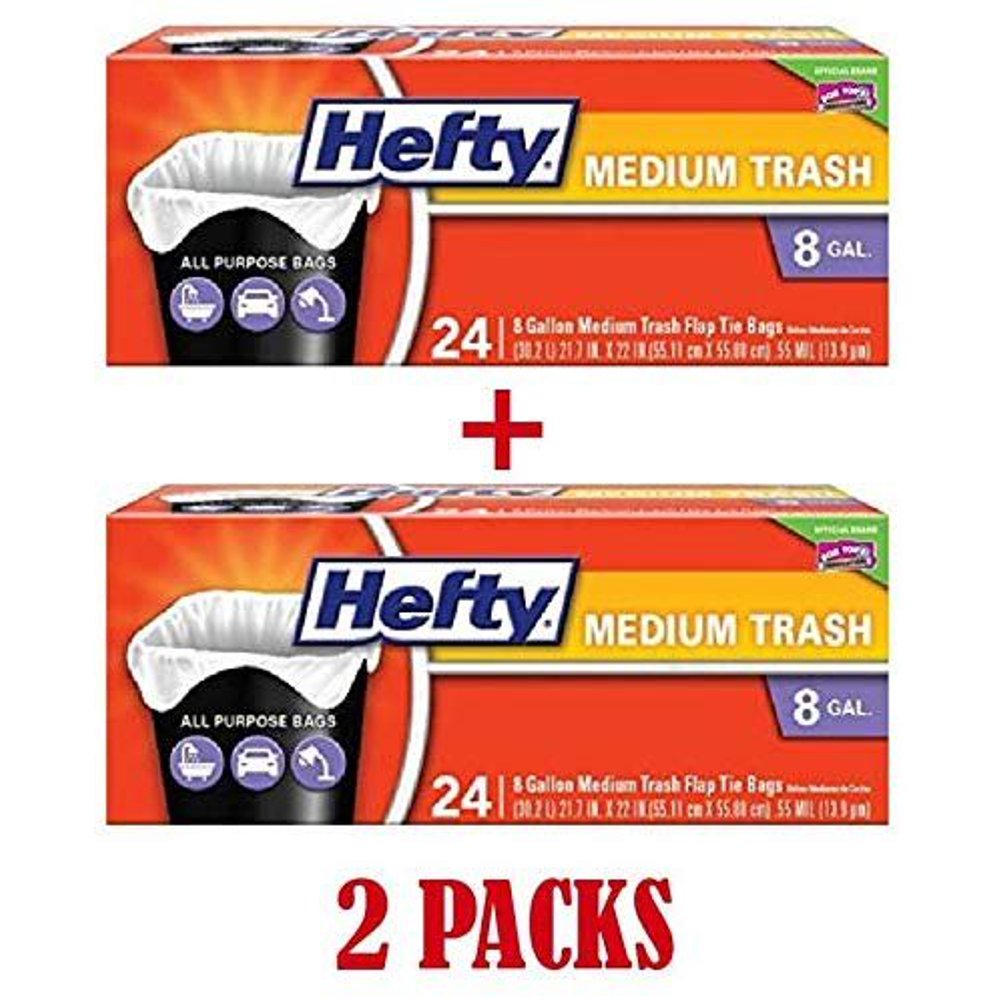 Flap Tie Medium Trash Bags 8 Gallon, 24 Count (Pack of 2) Walmart