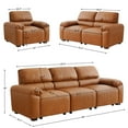 thumbnail image 5 of Harkawon 3-Piece Leather Sofa Set for Living Room (Brown,6-Seat), 5 of 8
