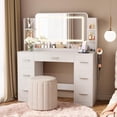 thumbnail image 7 of Homall Makeup Vanity Set with Mirror, Vanity Desk with LED Mirror & Charging Station, Vanity Table with Storage Drawers & Shelves for Bedroom Dressing Room, White, 7 of 7