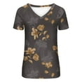 thumbnail image 4 of ICHUANYI Clearance Women's Summer V-neck Printed T-shirt Fashion And Comfortable Women's Short Sleeve Tops(Gray, XL) ICHUANYI WER2023081011914, 4 of 5