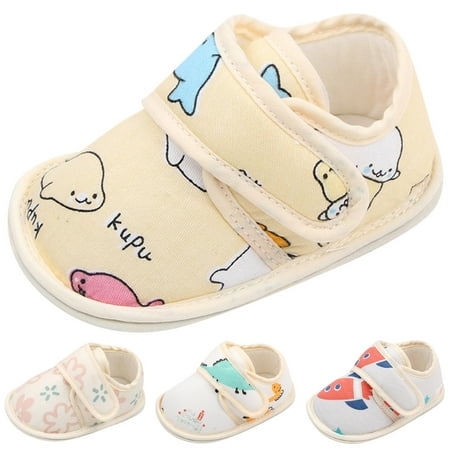 

LYCAQL Baby Shoes Summer Children Toddler Shoes Boys and Girls Floor Sports Soft Cloth Upper Hook Loop Easy To Size 3 Shoes Girls (Yellow 5 )