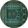 thumbnail image 1 of Ahgly Company Machine Washable Indoor Round Persian Turquoise Blue Traditional Area Rugs, 4' Round, 1 of 4