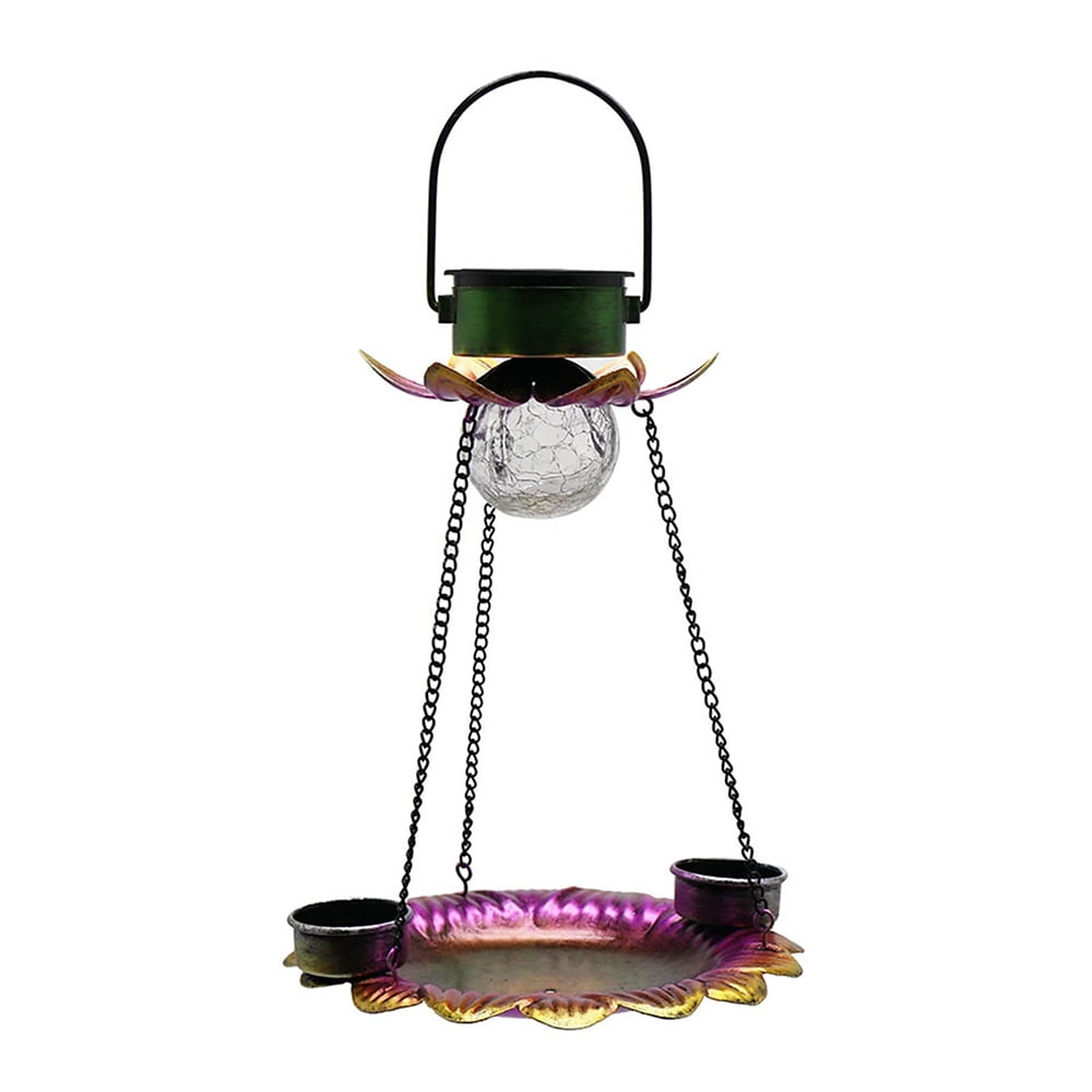 Solar Powered Bird Bath for Outdoor Hanging, Wild Bird Feeder Glass
