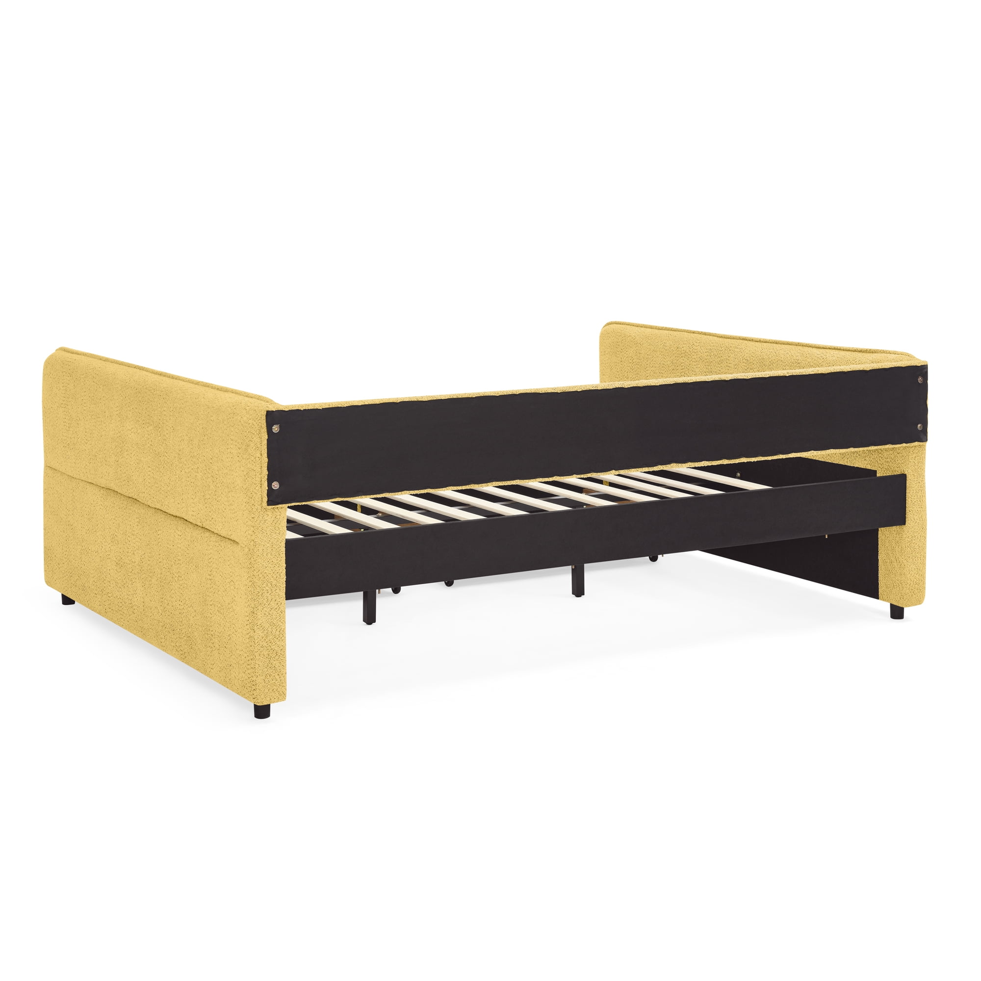 Mintazer Queen Upholstered Daybed with 2 Storage Drawers, Modern Sofa Bed for Living Room & Bedroom, Yellow